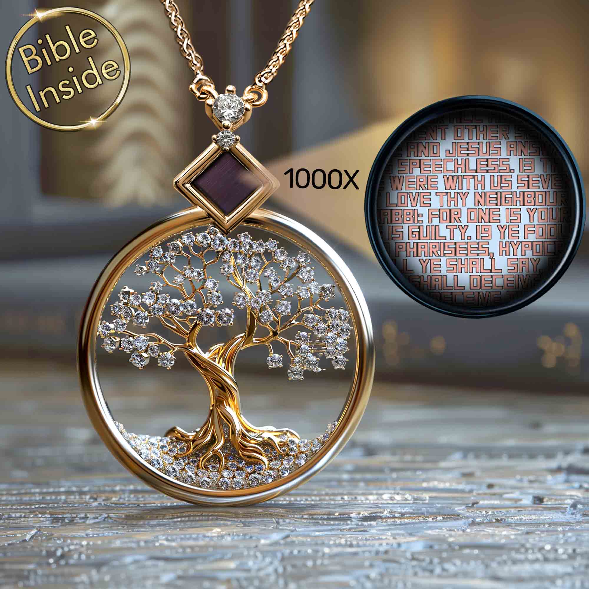 Nano Bible Square Pendant With New Testament Inside My Nano Jewelry